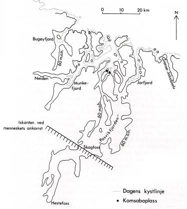 Pasvikaelva for ca. 10.000 år siden